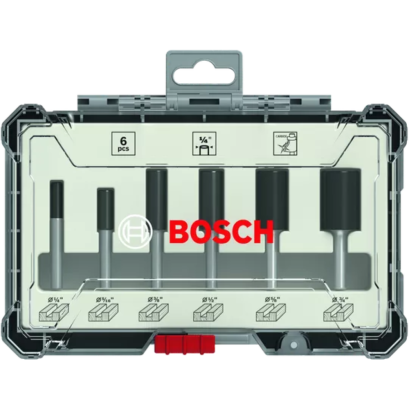 Bosch รุ่น ชุดดอกเร้าเตอร์ ก้านตรง 1/4 นิ้ว จำนวน 6 ชิ้น ( 2607017467 )