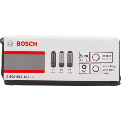 Bosch รุ่น ชุดลูกบล็อก ขนาด 1/2" จำนวน 3 ชิ้น (ขนาด 17,19,21 มม.) ( 2608551102 )