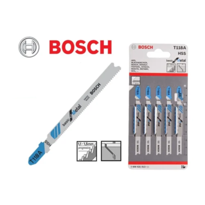 Bosch รุ่น T 118 A ใบเลื่อยจิ๊กซอว์ Basic for Metal สำหรับตัดเหล็ก 5 ใบ (2608631013)