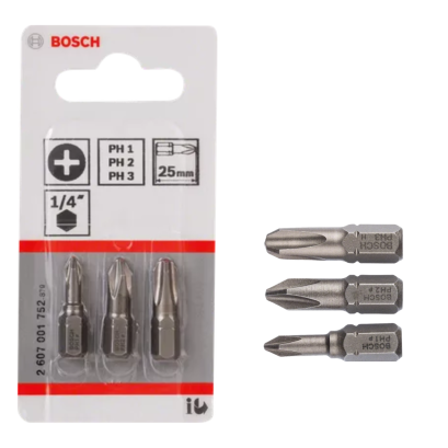 Bosch รุ่น 2607001757 ดอกไขควง Ex PH1 , PH2 ,PH3 89 มม. แพ็ค 3