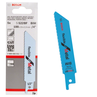 Bosch รุ่น S522BF ใบเลื่อยอเนกประสงค์ เซเบอร์ซอว์ 5 ชิ้น (2608656011)