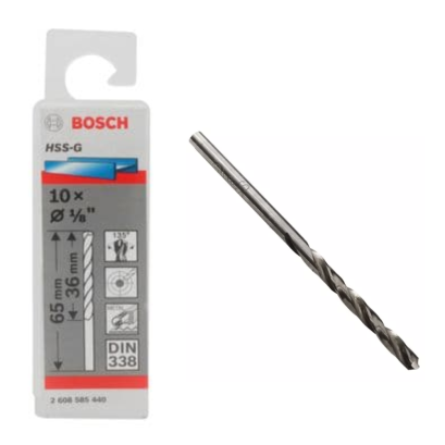 Bosch ดอกเจาะเหล็ก HSS-G, 1/8&quot; 3.2 มม. (10 ชิ้น) (2608585440)