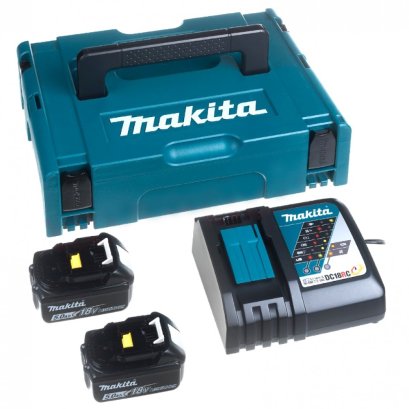 MAKITA รุ่น MKP1RT182 ชุดแบตเตอรี่และแท่นชาร์จ 18 โวลต์ BL1850B+DC18RC พร้อมกล่องเครื่องมือ MAKPAC