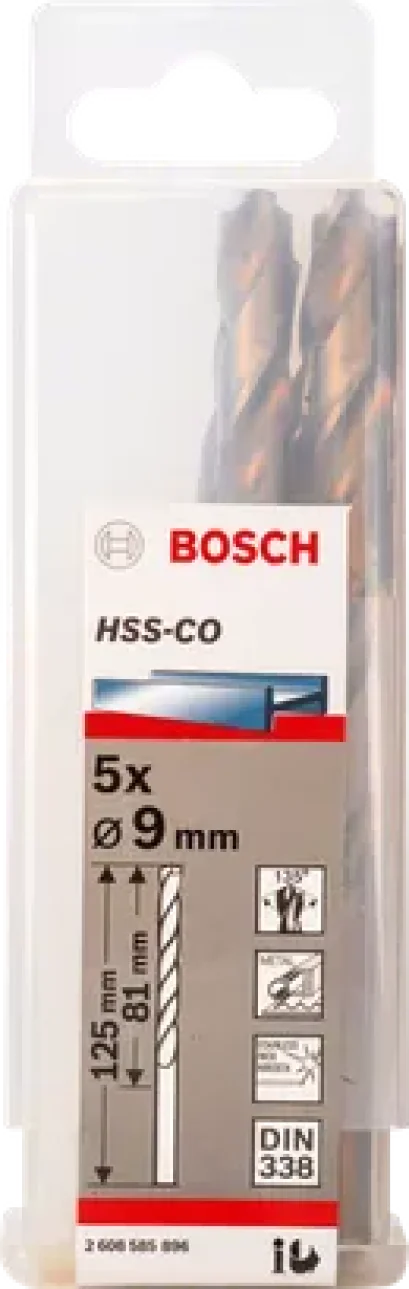 Bosch ดอกเจาะสแตนเลส HSS-CO ขนาด 9 มม. (แพ็ค 5 ชิ้น) (2608585896)