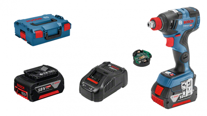 Bosch รุ่น GDR 18 V-200 C EC Brushless ไขควงกระแทก 18 V พร้อมแบตเตอรี่ขนาด 5.0 Ah 2 ก้อน (06019G4100)