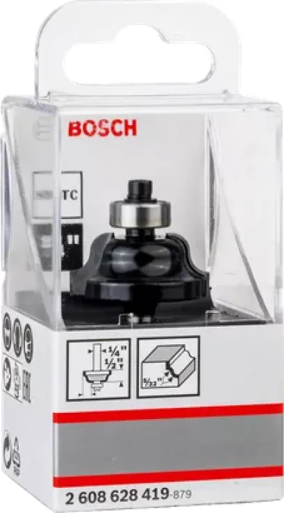 Bosch รุ่น 2608628419 ดอกเซาะร่อง ตีบัวปลายลูกปืน 1/4 นิ้ว ขนาด 5/6x1/2xR4x2,1/8 (1ชิ้น)