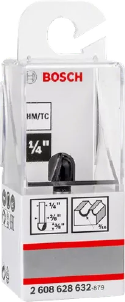 Bosch รุ่น 2608628632 ดอกเซาะร่อง ตัว U 1/4 นิ้ว ขนาด 3/8x3/8xR3/16x1,9/16 (1ชิ้น)