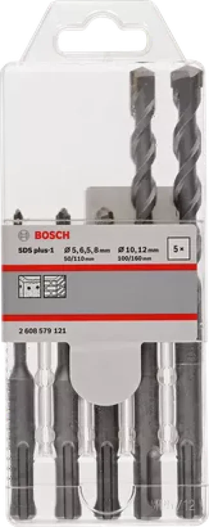 Bosch ดอกโรตารี่ SDS-PLUS 1 (5/6.5/8/10/12 มม.) 5 ชิ้น (2608579121)