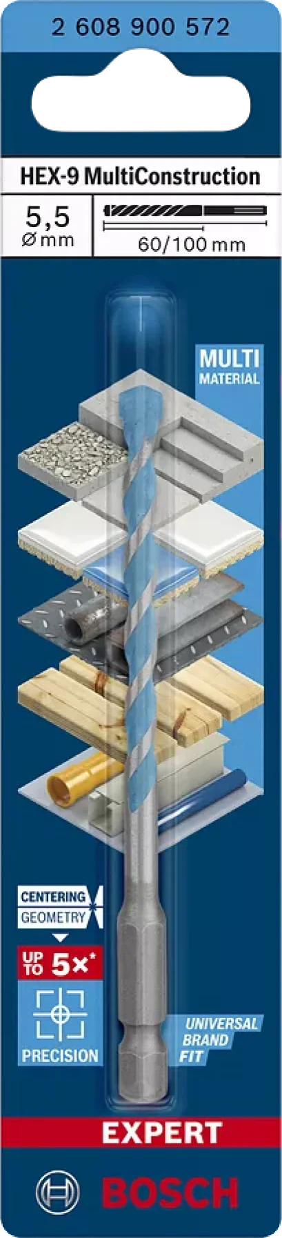 Bosch รุ่น 2608900572 ดอกเจาะอเนกประสงค์ Hex-9 5.5x60x100 : Expert
