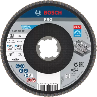 Bosch จานทรายซ้อนหลังแข็ง X-LOCK 125 มม. G40 - G120 2608619201