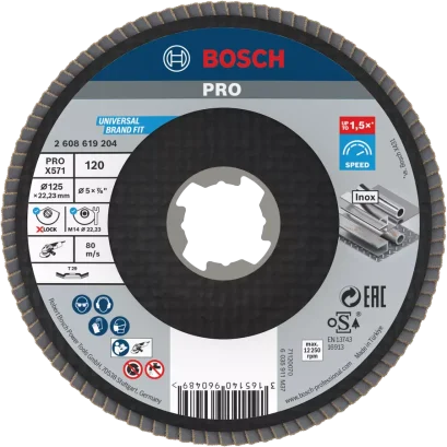 Bosch จานทรายซ้อนหลังแข็ง X-LOCK 125 มม. G40 - G120 2608619204