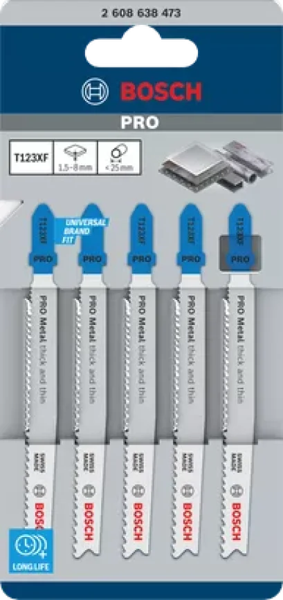 Bosch รุ่น T123 X ใบเลื่อยจิ๊กซอว์ Progressor for Metal สำหรับตัดเหล็ก 5 ใบ (2608638473)