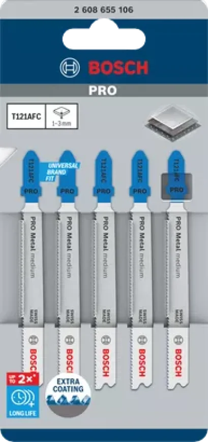 BOSCH รุ่น PRO Metal medium T121AFC (Replace 2608636669 : T121AF) ใบเลื่อยจิ๊กซอร์ตัดเหล็กบาง รหัส 2608655106
