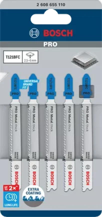 BOSCH รุ่น PRO Metal thick T121BFC (Replace 2608636702 : T121BF) ใบเลื่อยจิ๊กซอร์ตัดเหล็กหนา รหัส 2608655110