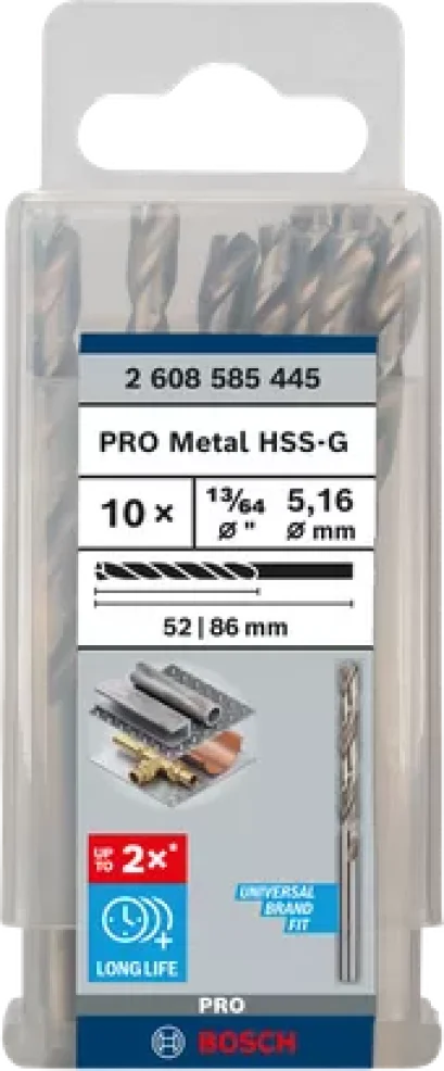 Bosch ดอกเจาะเหล็ก HSS-G, 13/64" 5.2 มม. (10 ชิ้น) (2608585445)