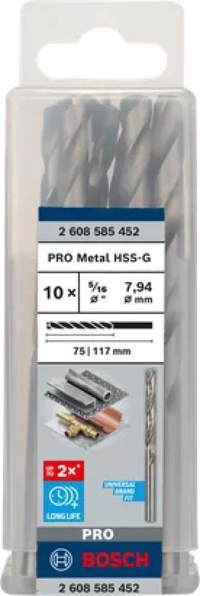 Bosch รุ่น ดอกเจาะเหล็ก HSS-G, 5/16" 8.0 มม. (10 ชิ้น) (2608585452)