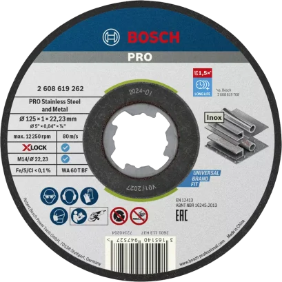 Bosch รุ่น 2608619262 ใบตัด X-LOCK 125 มม. X 1.0 มม. T41 (Standard Inox) (1ชิ้น)