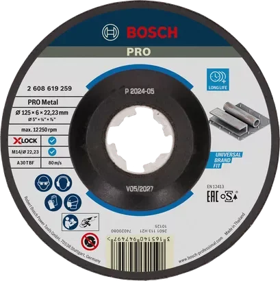 Bosch รุ่น ใบเจียร X-LOCK 125 มม. X 6.0 มม. T27 (Expert Metal) (1ชิ้น) ( 2608619259 )