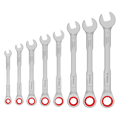 Bosch รุ่น 1600A03AG5 ชุด ประแจแหวนฟรีข้างปากตาย 8 ชิ้น (8-19มม.)