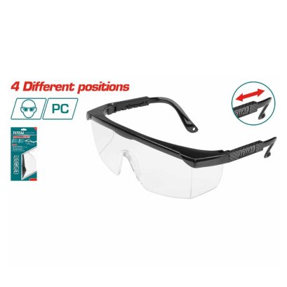 Total รุ่น TSP342 แว่นตากันสะเก็ด ใส ปรับขาแว่นได้ (ป้องกันด้านข้าง) ( Safety goggles ) แว่นตากันฝุ่น