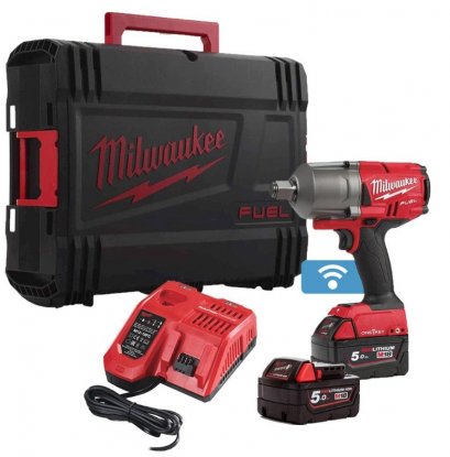 Milwaukee M18 ONEFHIWF34-502X บล็อกกระแทกไร้สาย 18 โวลต์ 3/4&quot; แบตเตอรี่ 5 แอมป์อาว x 2 ก้อน