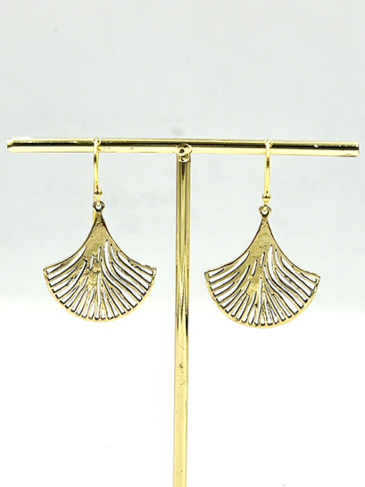 Brass Fan Dangle-Drop Earrings
