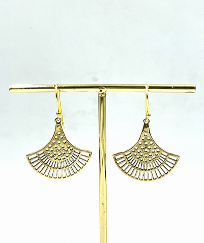 Brass Fan Dangle-Drop Earrings