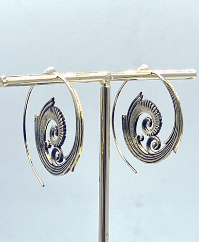 Unique Spiral Brass Hoop Earrings