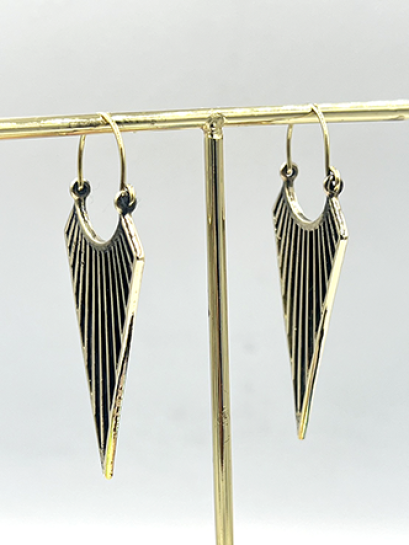 Hanging Triangle brass hoop earring