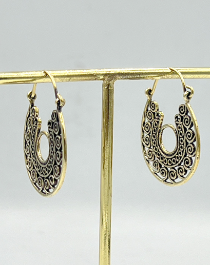 Mandala Tribal Hoop Brass Earrings
