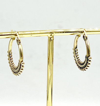 Boho Dot Brass hoop earrings