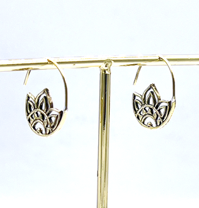 Lotus Brass Hoop Earrings