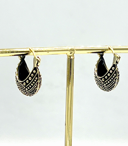Dot Round Basket Hoop Earrings
