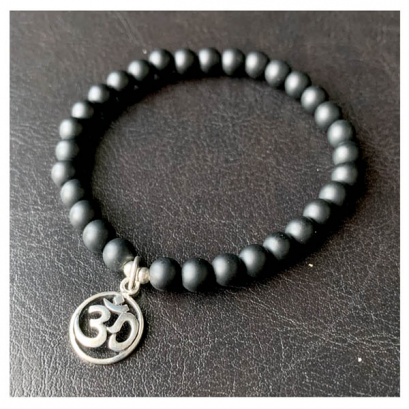 " Natural Onyx Bracelets with Ohm Sign "