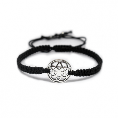 &quot;Black String Rope Bracelet Flower of Life Charm  &quot;