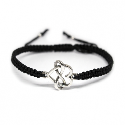 &quot; Black String Rope Bracelet Infinity Heart charm &quot;