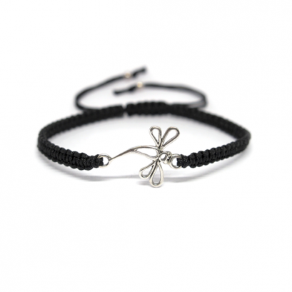 &quot;Black String Rope Bracelet Dragonfly Charm&quot;