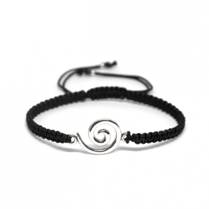 &quot;Black String Rope Bracelet Spiral line Charm &quot;