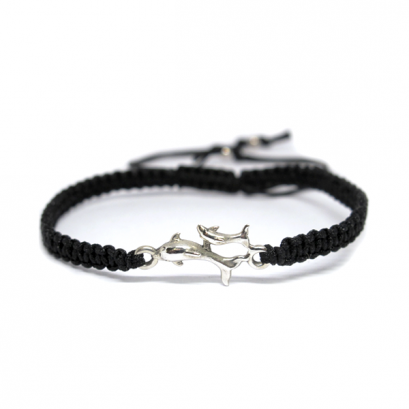 &quot;Black String Rope Bracelet Mother Baby Dolphins Charm&quot;
