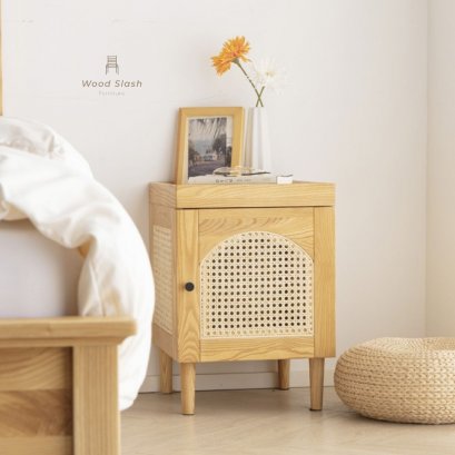 Wood Slash ต๊ะข้างเตียง ตู้ข้างเตียง  รุ่น Haru  (はる)  ขนาด 42x35x50 cm ไไม้แอช