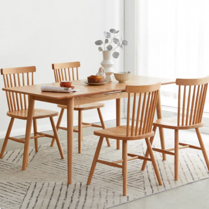 Wood Slash โต๊ะกินข้าวไม้โอ๊ค ขยายได้  รุ่น Himari (ひまり)