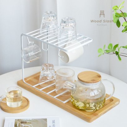 Wood Slash Decor | ชั้ั้นวางแก้วสไตล์มูจิ มินิมอล ขนาด 40x18.4x24.5