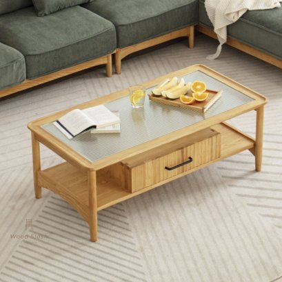 Wood Slash โต๊ะกลาง โต๊ะกาแฟ รุ่น Haru  (はる) ขนาด 60x120x44.5 ซม ไม้แอช