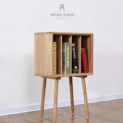 Wood Slash โต๊ะข้างเตียงรุ่น Den (でん) ขนาด 45x28x76 cm ไม้โอ๊ค