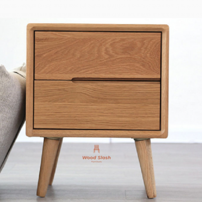 Wood Slash ตู้ข้างเตียงรุ่น Riku (りく) ขนาด 42x40x50 Cm. ไม้โอ๊ค
