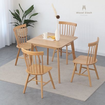 Wood Slash โต๊ะทานข้าวขนาดเล็ก  Rui (るい) ขนาด 60x60x75 cm ไม้โอ๊ค