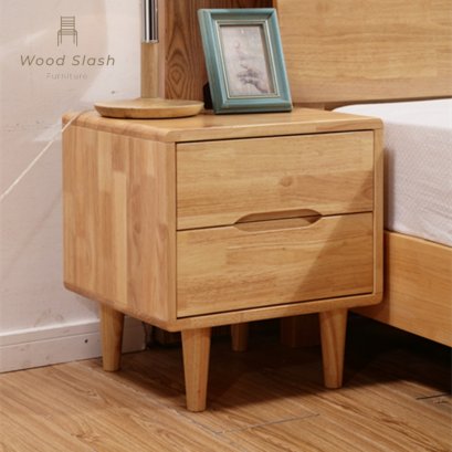 Wood Slash ตู้ข้างเตียงรุ่น Riku ขนาด 45x40x50 Cm. ไม้ยางพารา