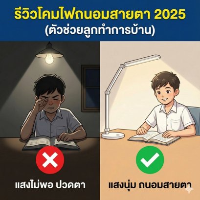 รีวิวโคมไฟถนอมสายตา 2025 ยี่ห้อไหนดี? แสงนุ่ม อ่านนานไม่ปวดตา (ตัวช่วยลูกทำการบ้าน)