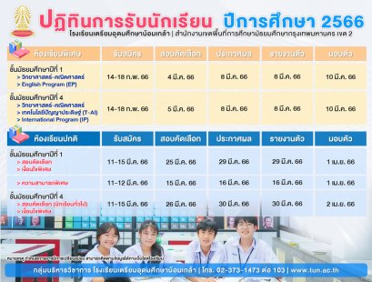กำหนดการรับนักเรียนชั้น ม.1และ ม.4 ปีการศึกษา 2566 โรงเรียนเตรียมอุดมศึกษาน้อมเกล้า