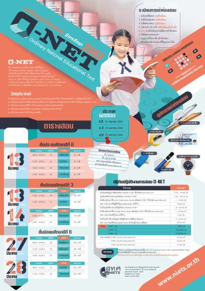 O-net 2564 [กำหนดการสอบ + ระเบียบการเข้าสอบโอเน็ต]